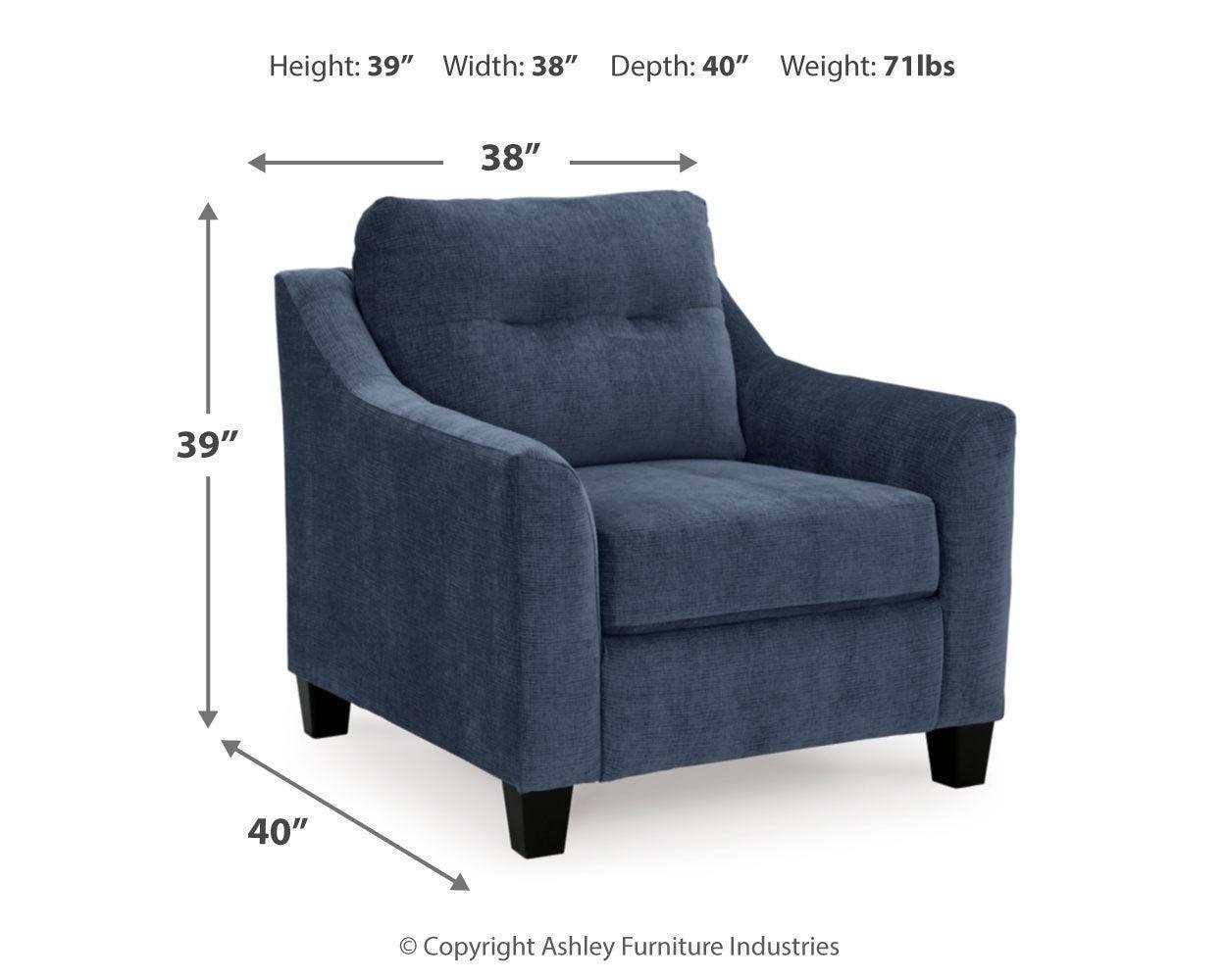 Amity Ink Bay Sofa Chaise, Chair, and Ottoman