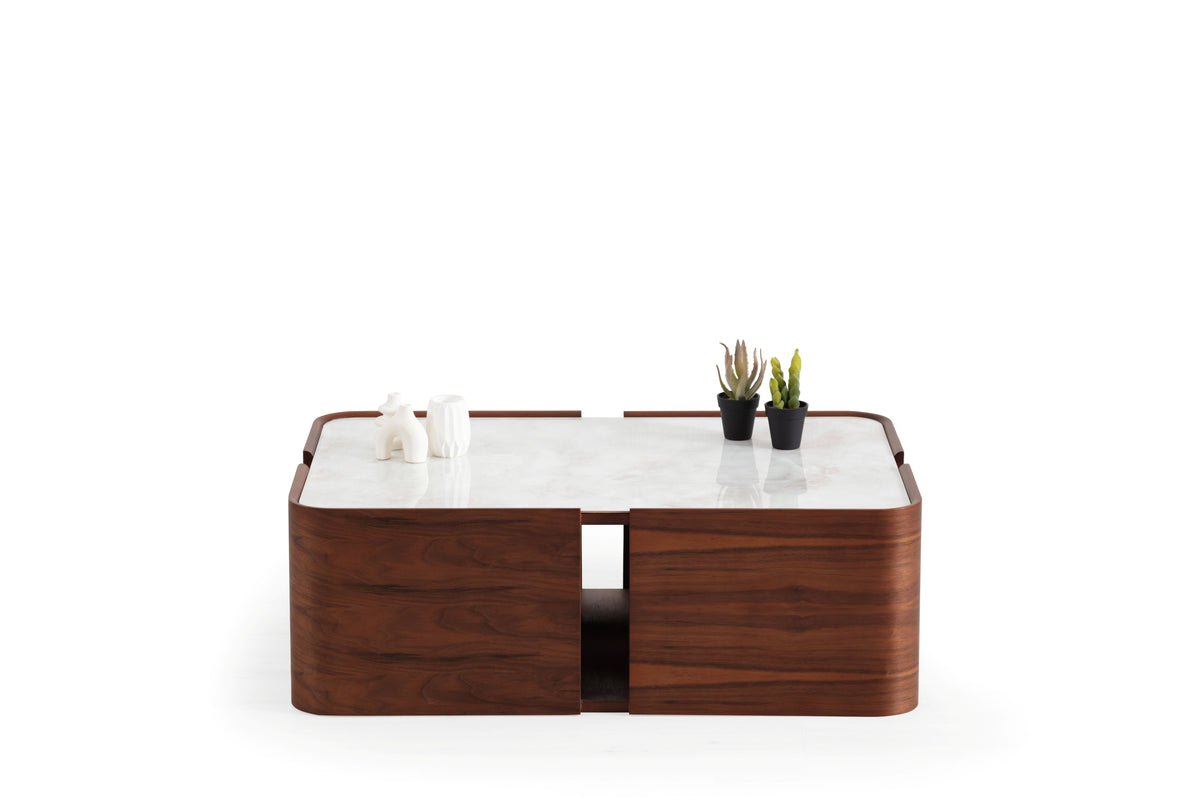 Killua Walnut Marble Coffee Table