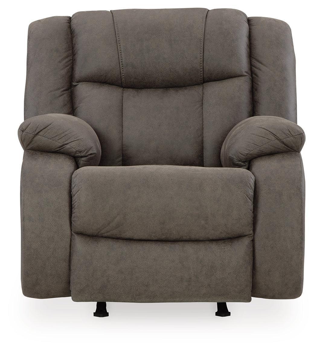 First Base Gunmetal Faux Leather Recliner