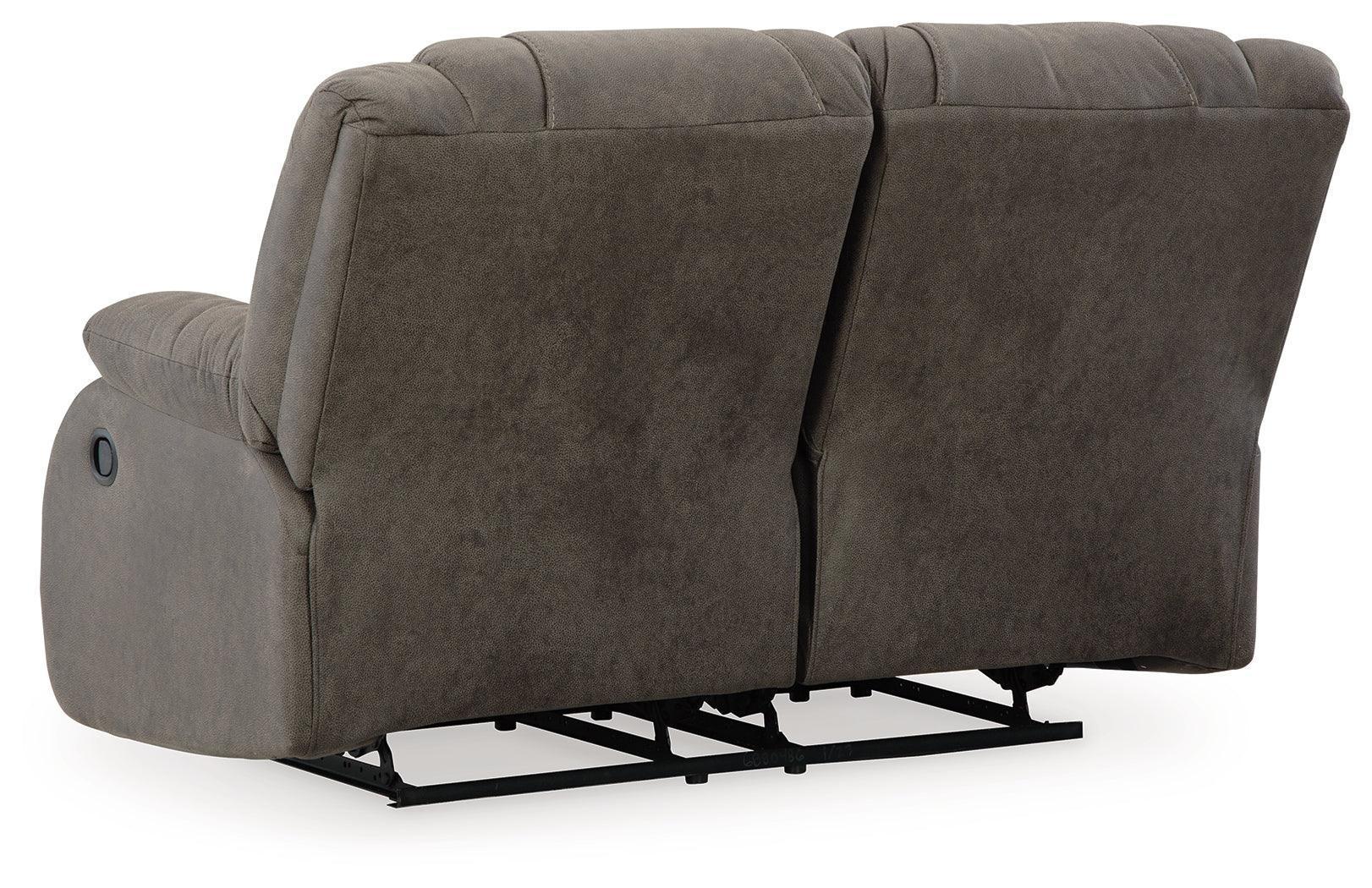 First Base Gunmetal Faux Leather Reclining Loveseat