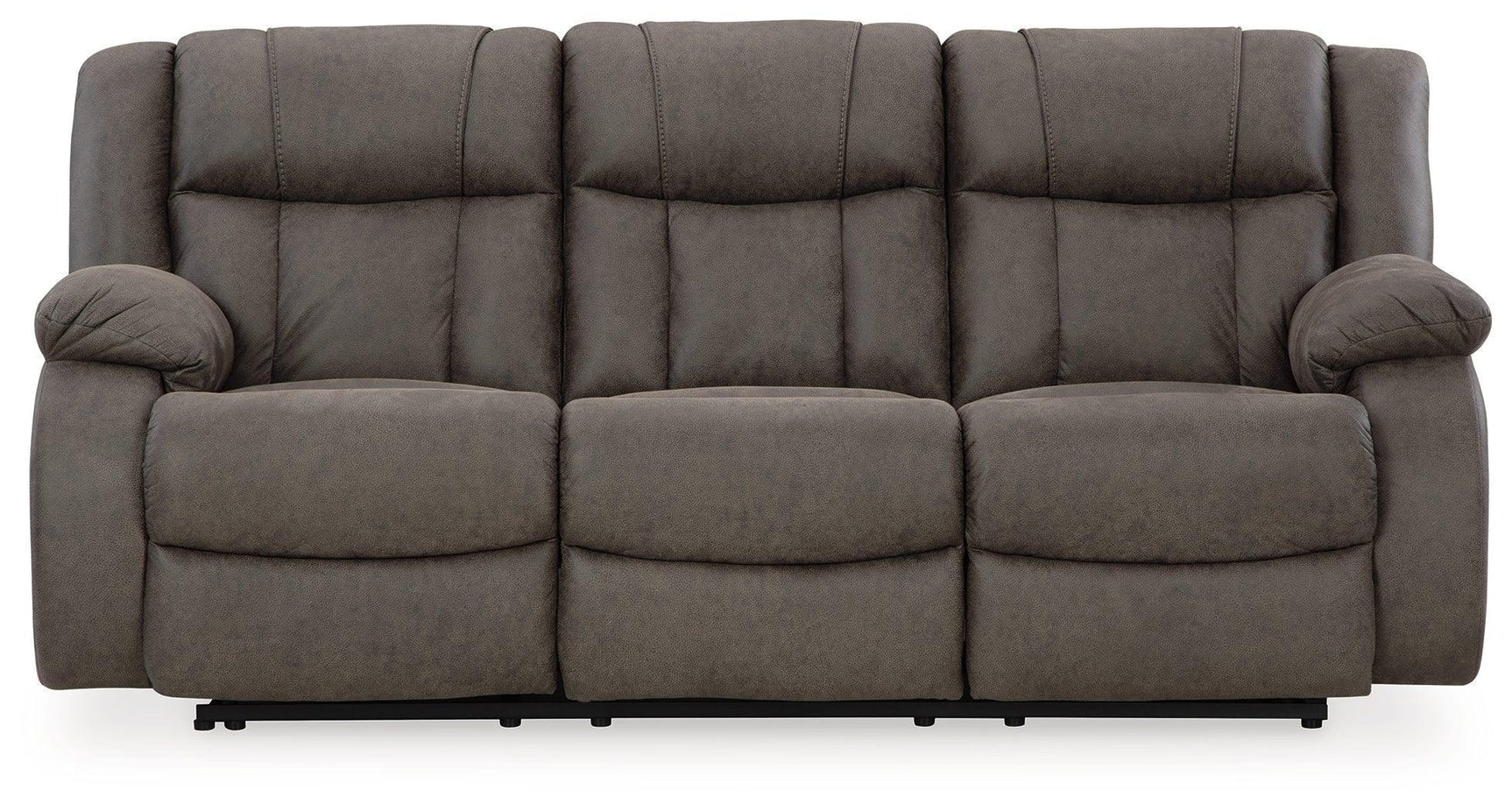 First Base Gunmetal Faux Leather 3-Seat Reclining Sofa
