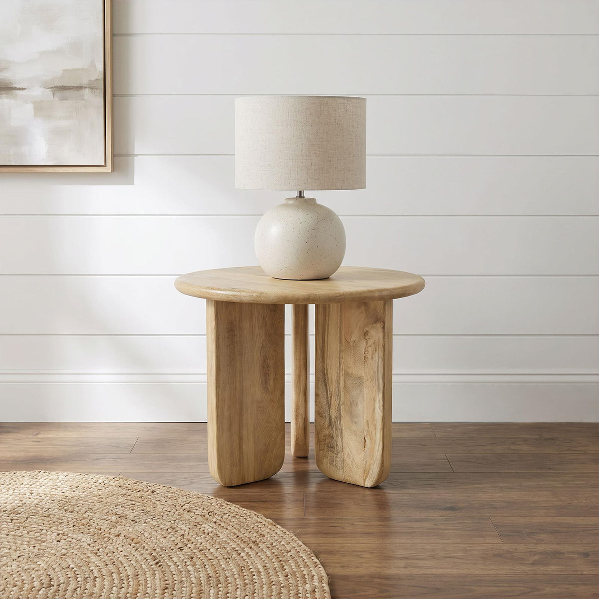 Dale Sculptural Round Solid Mango Wood End Table Natural Mango — product image 2