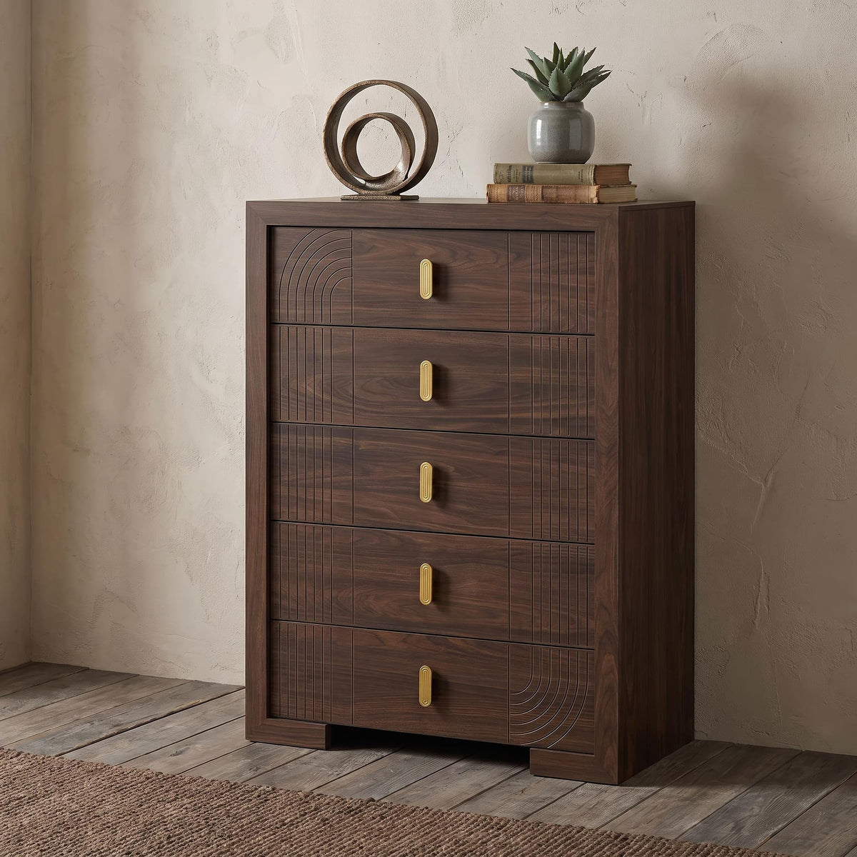Etienne 5-Drawer Bedroom Chest of Drawers Walnut — product image 2