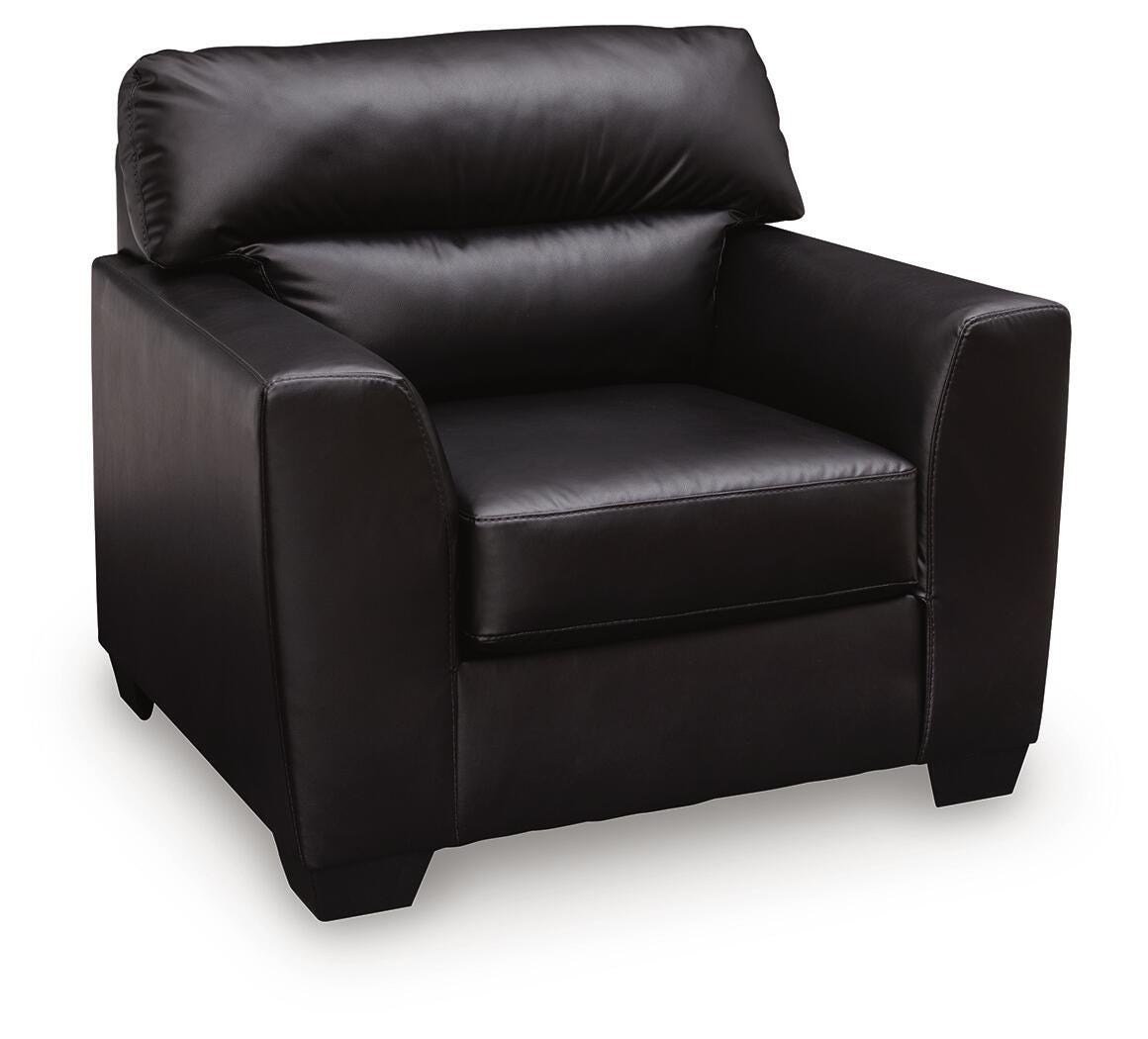 Glennbre Midnight Faux Leather Chair angled view