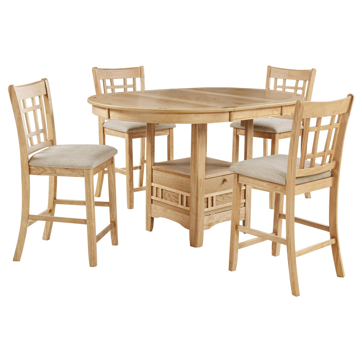Lavon 5-Piece Oval Counter Height Extension Dining Set Light Oak — product image 2