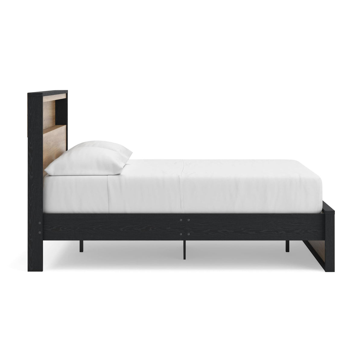 Kozmour Black/Brown Full Bookcase Complete Bed Frame — side view