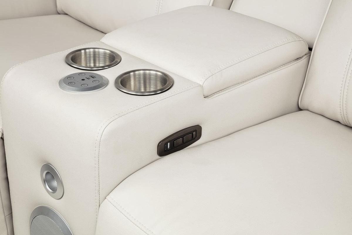 Rojas Dual Power Reclining Loveseat with Bluetooth Speakers Greige — product image 15