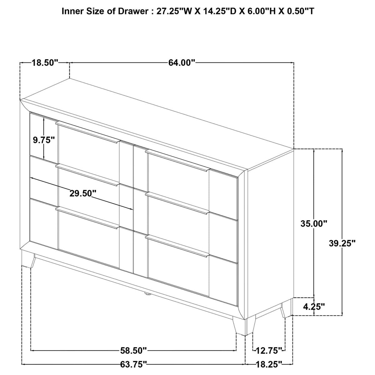 Farre 6-Drawer Dresser Dark Brown — product image 13