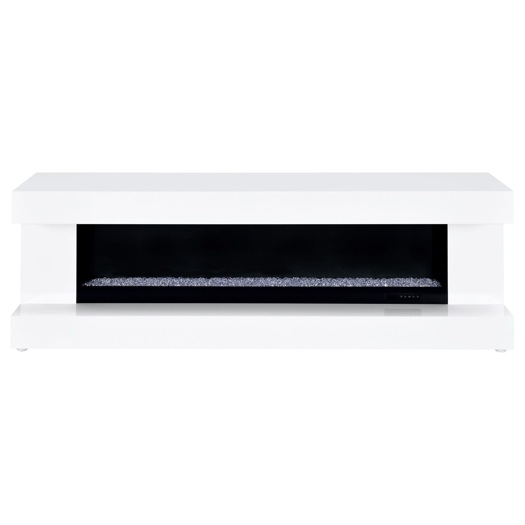 Mallory TV Stand Fireplace Console Bluetooth Speaker White High Gloss