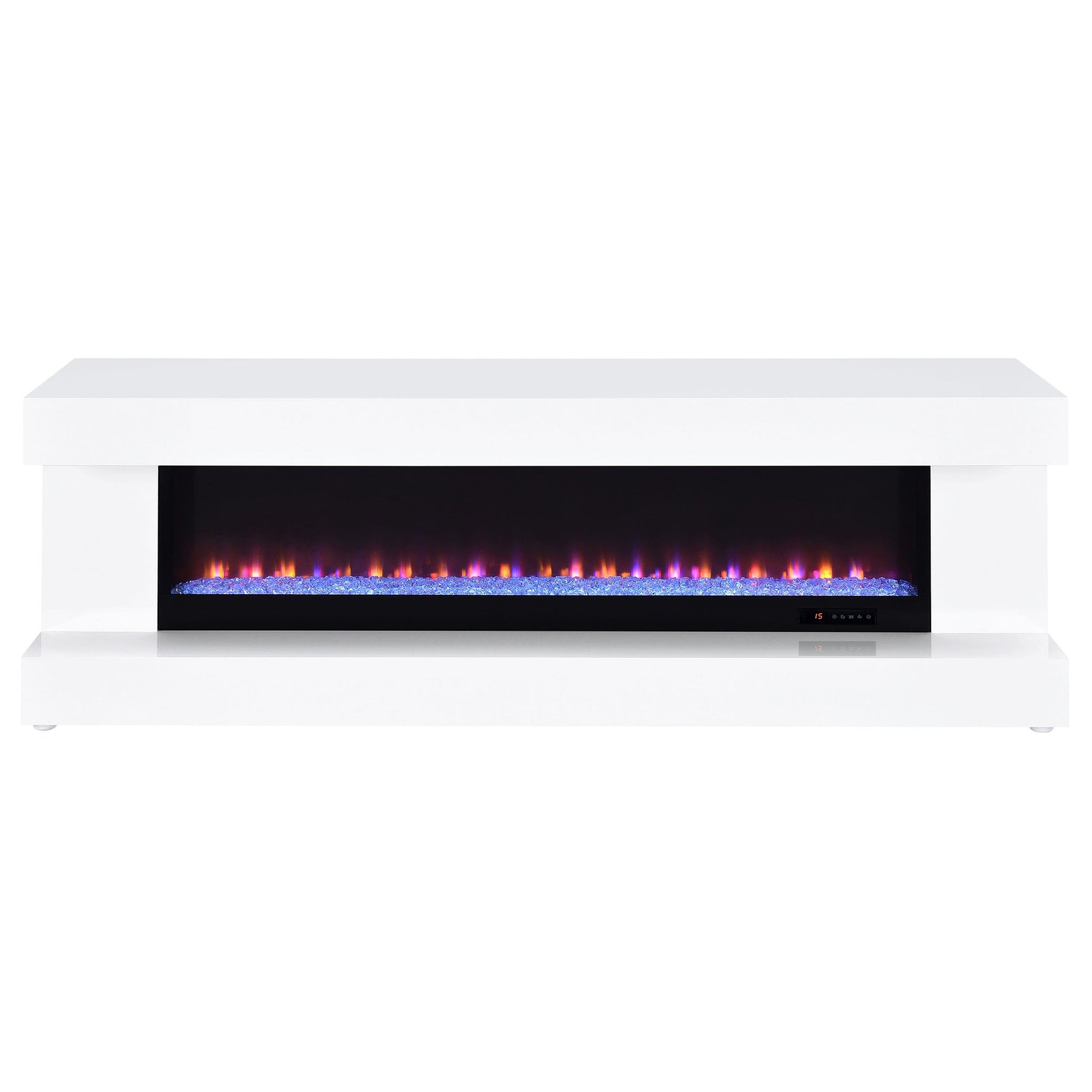 Mallory TV Stand Fireplace Console Bluetooth Speaker White High Gloss