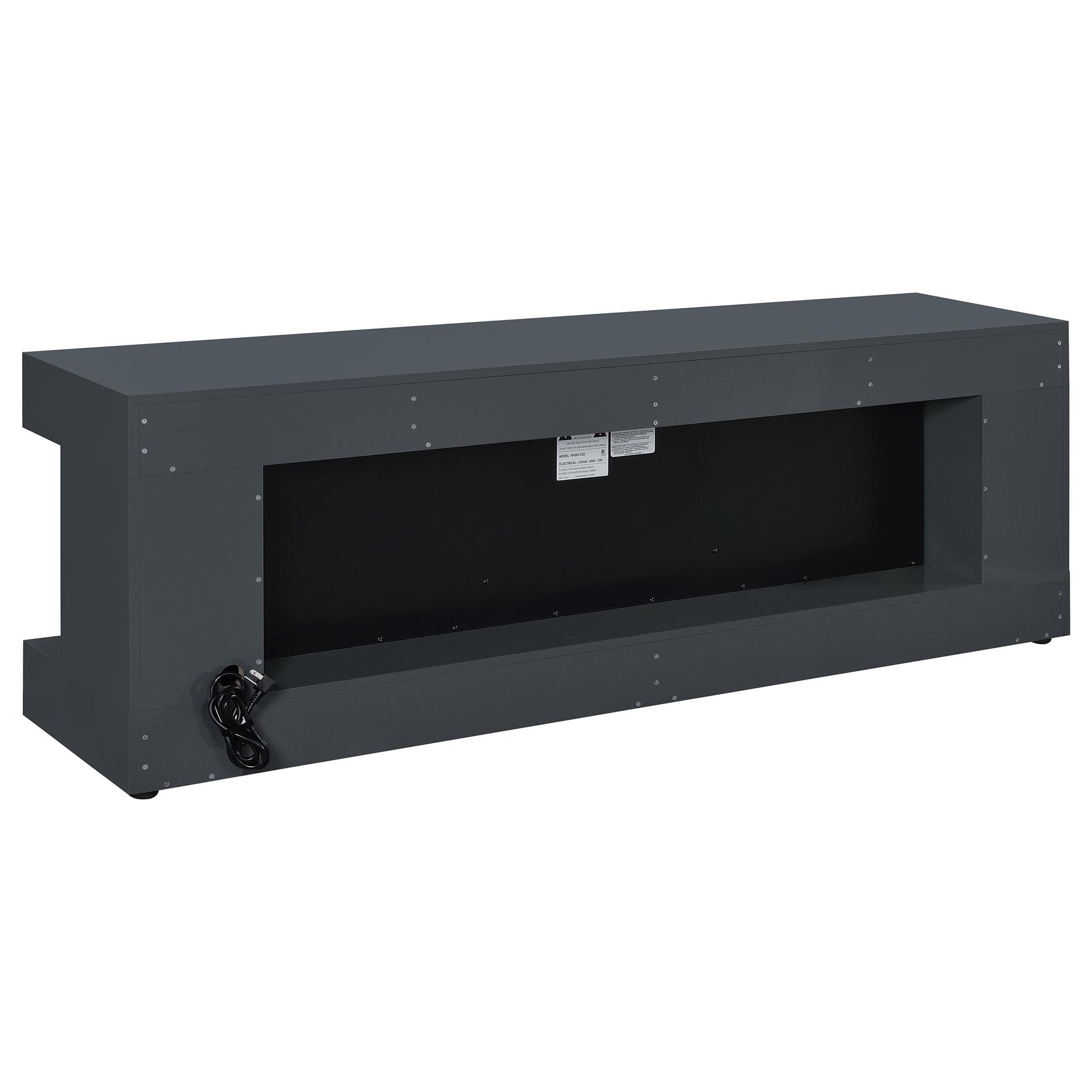 Mallory TV Stand Fireplace Console Bluetooth Speaker Grey High Gloss