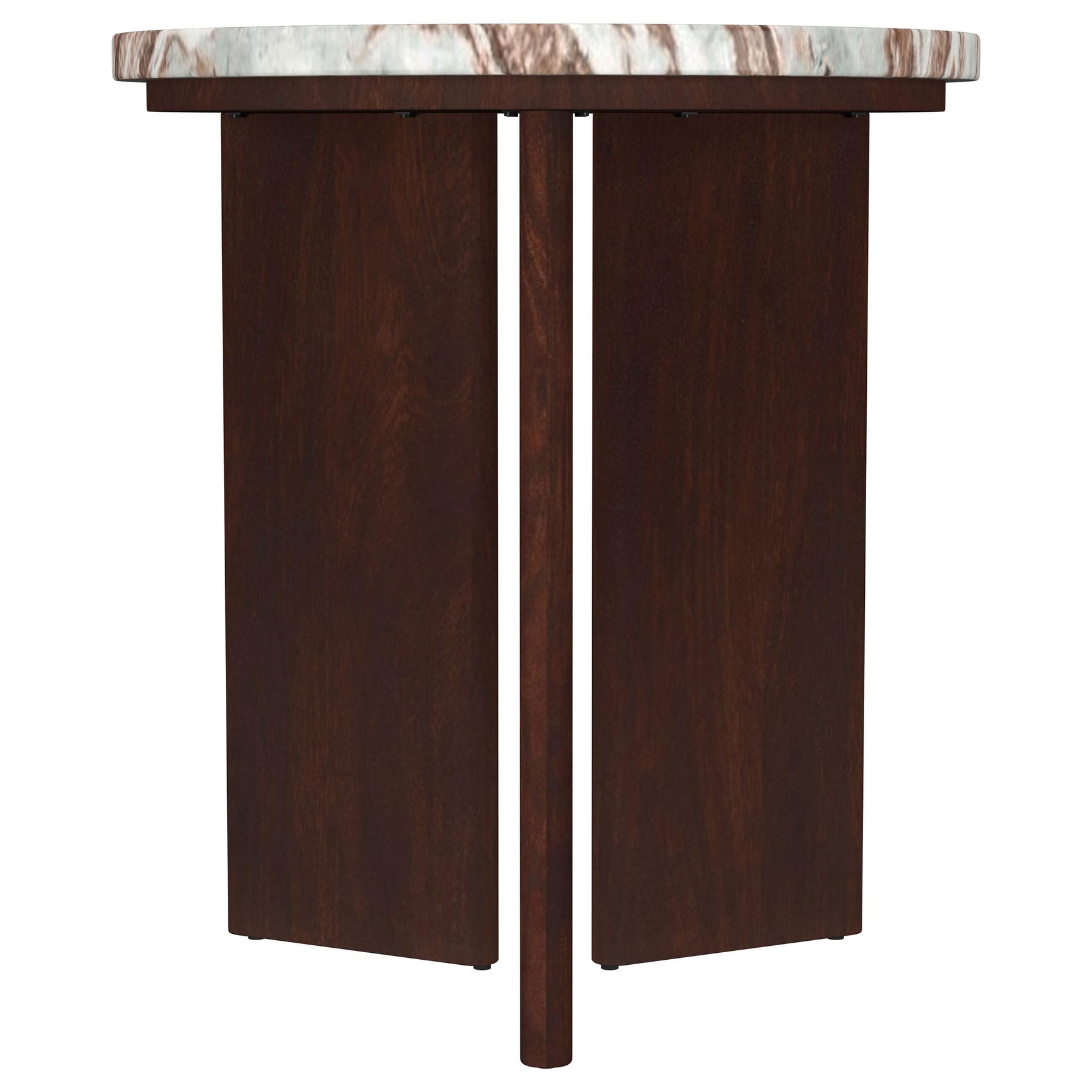 Jenna 2-piece Round Marble Top Coffee Table Set Brown