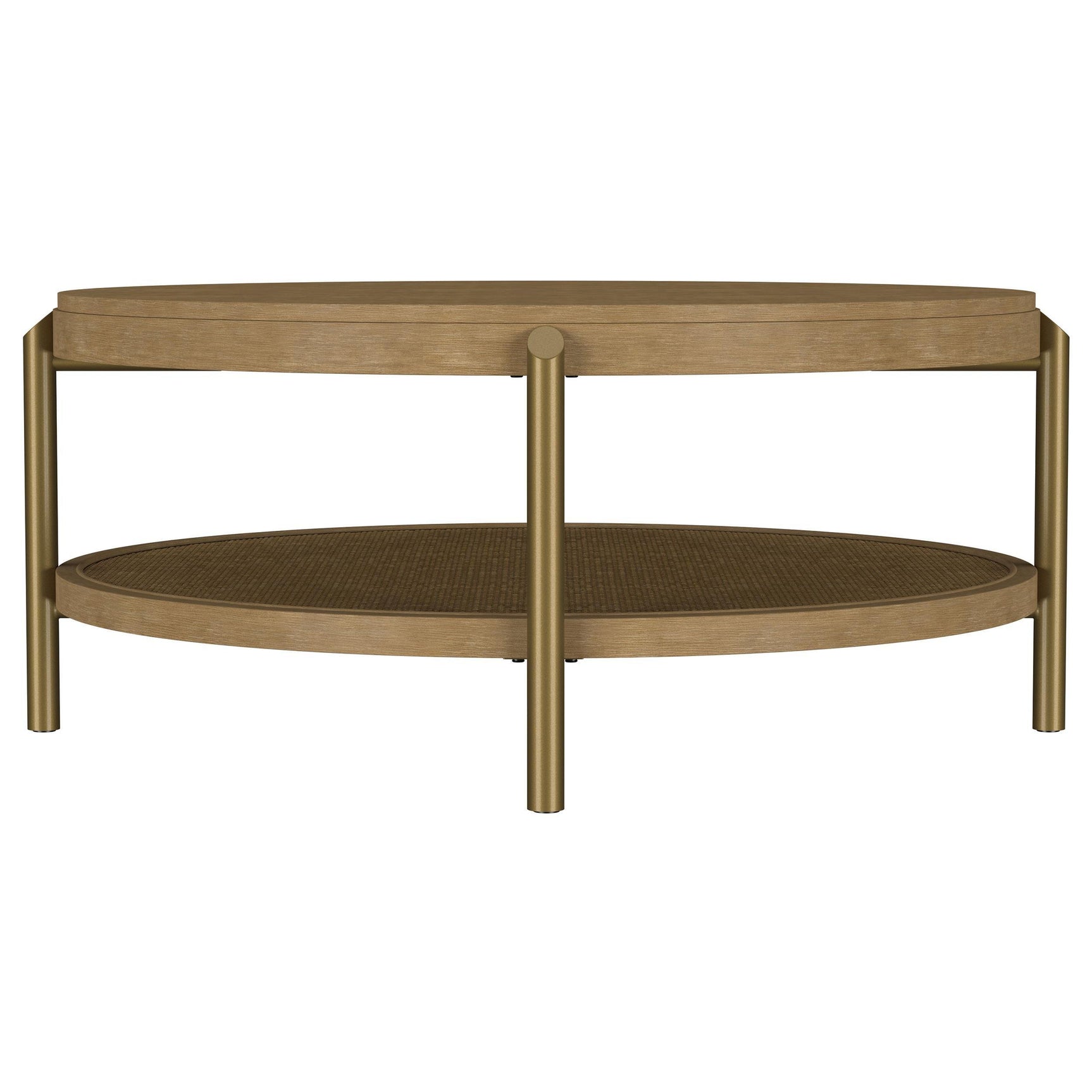 Arini Round Coffee Table With Storage Shelf Sand Wash
