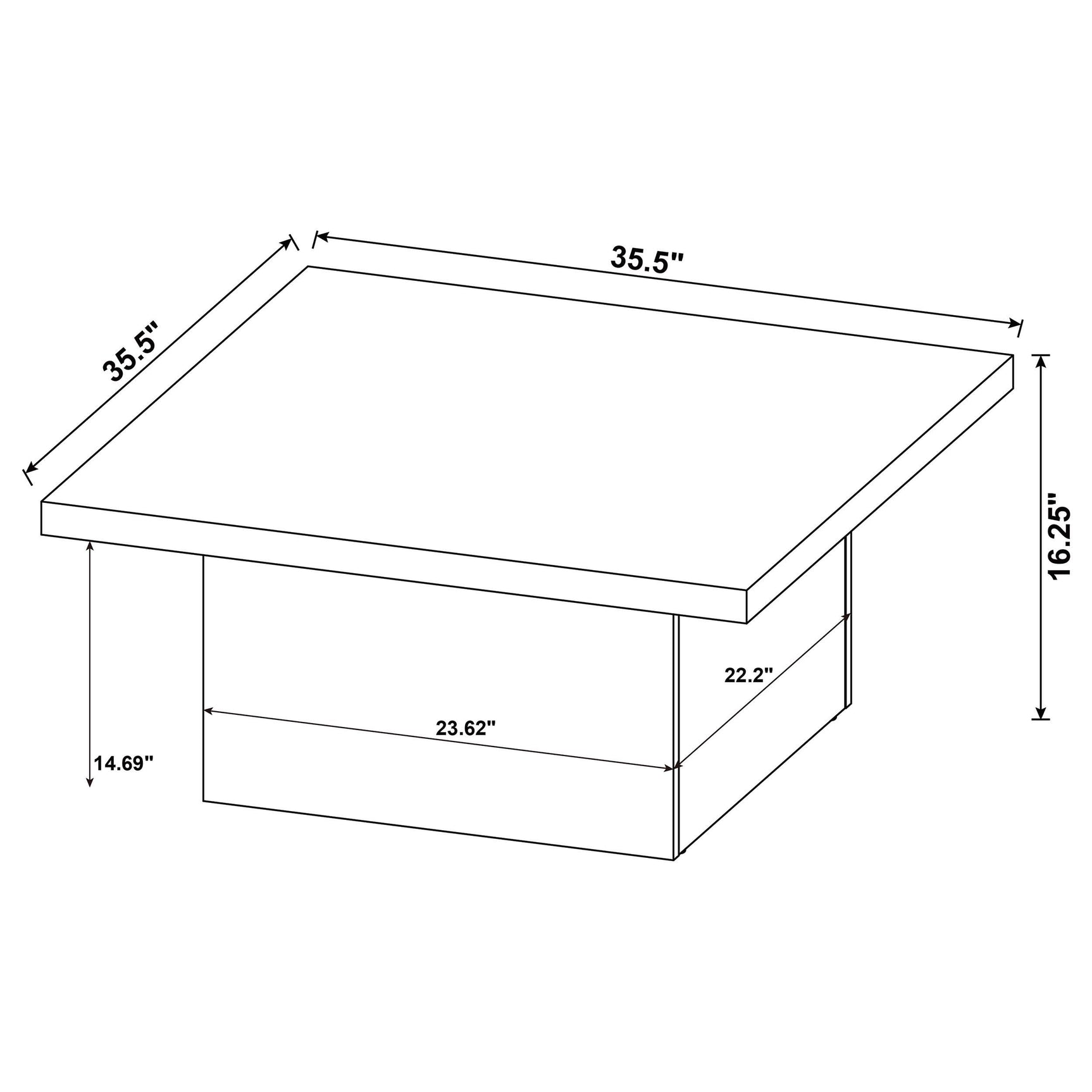 Devar Square Engineered Wood Cocktail Coffee Table Black