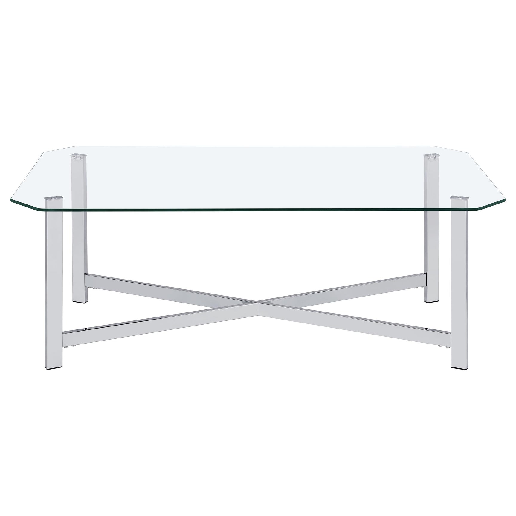 Cronin 2-piece Tempered Glass Top Coffee Table Set Chrome