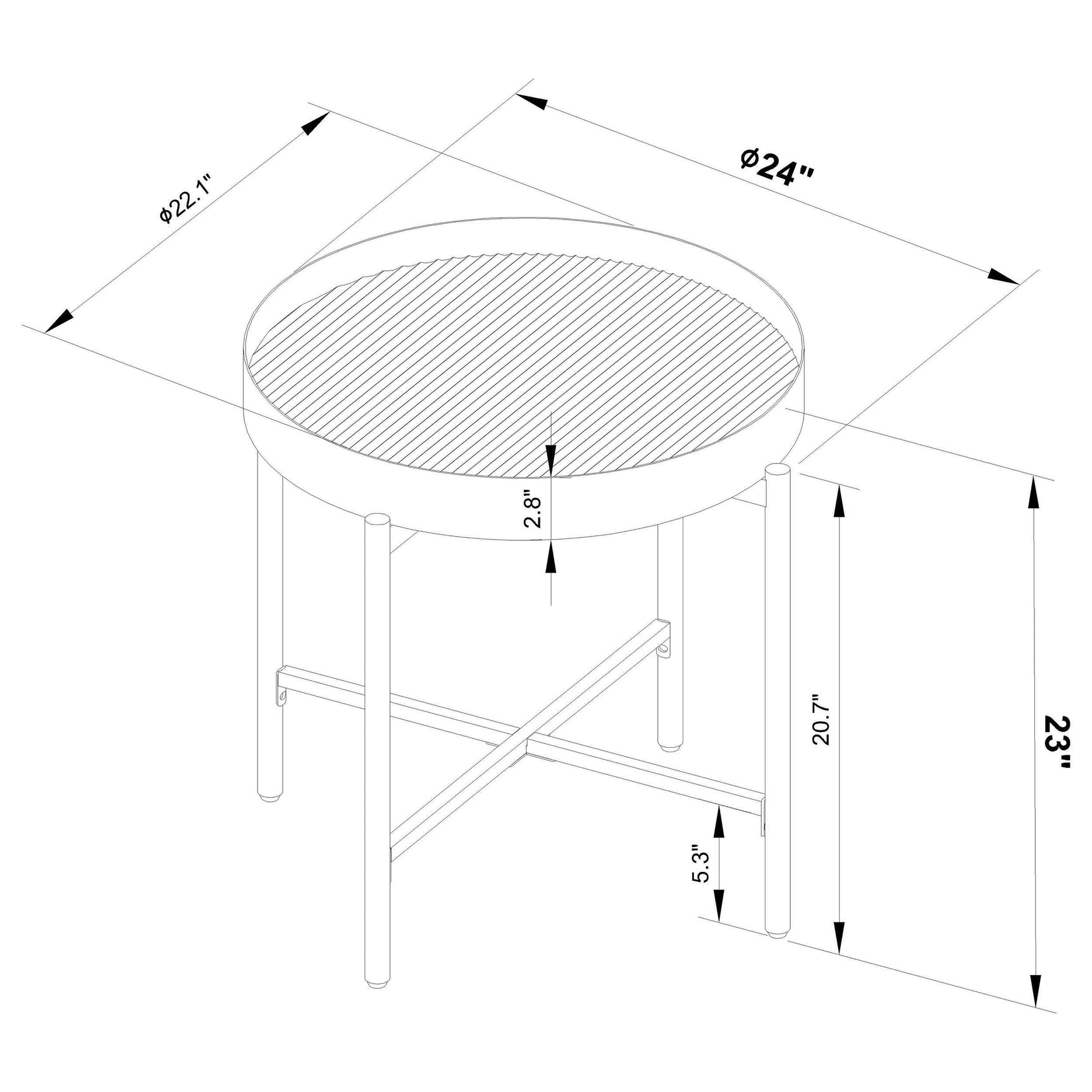 Ozella 3-piece Round Coffee and End Table Set Sandy Black