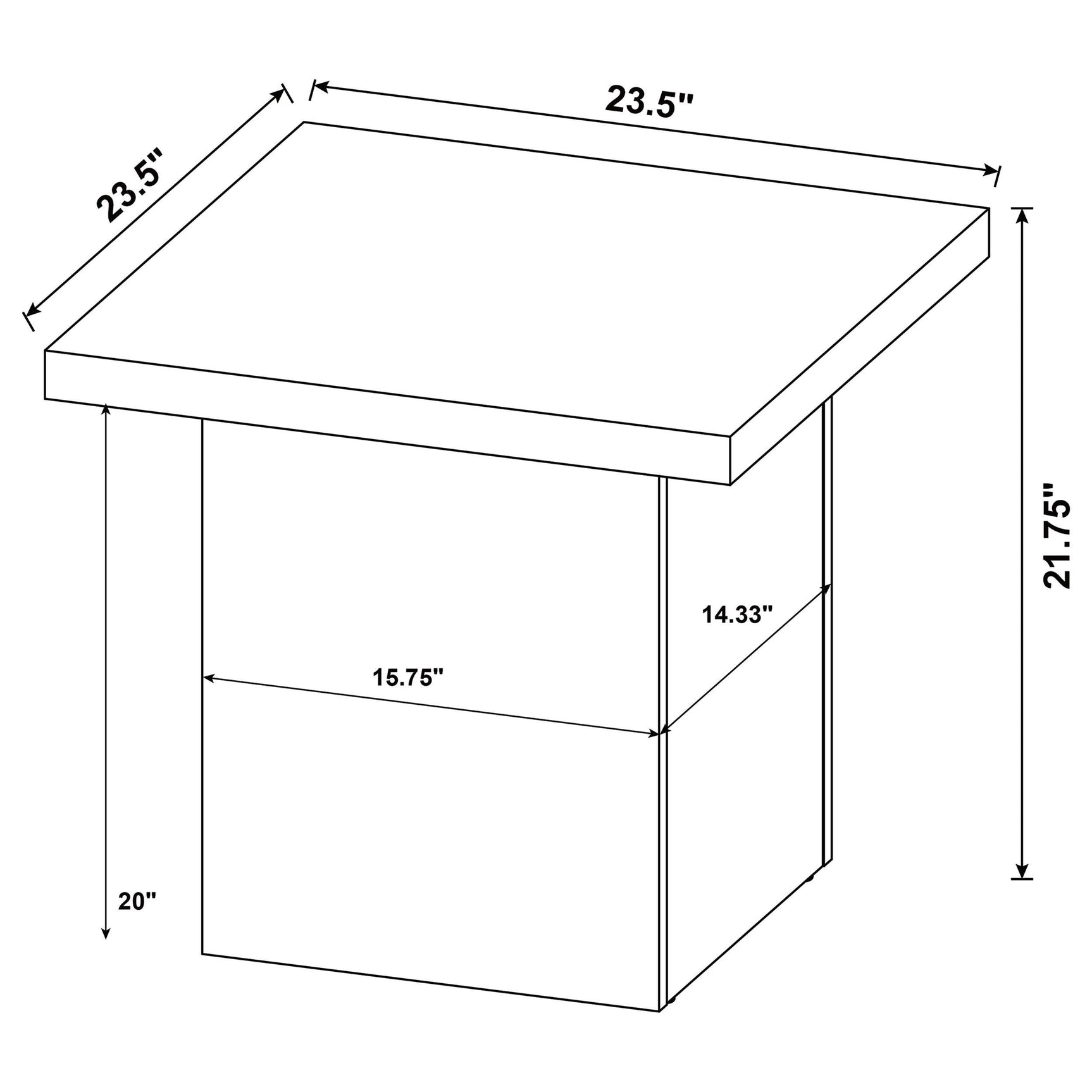 Devar Square Engineered Wood Side End Table Dark Pine