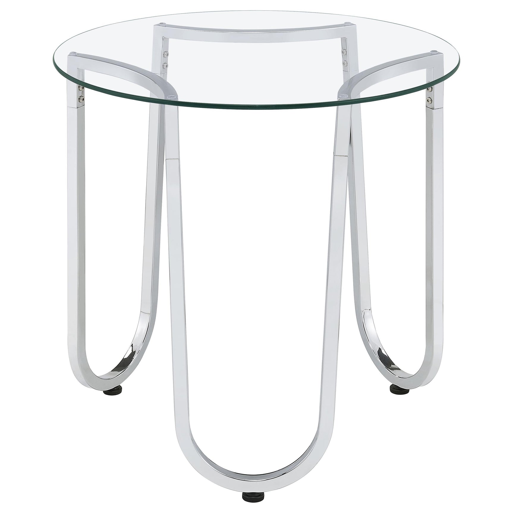 Beller Round Tempered Glass Top End Side Table Chrome