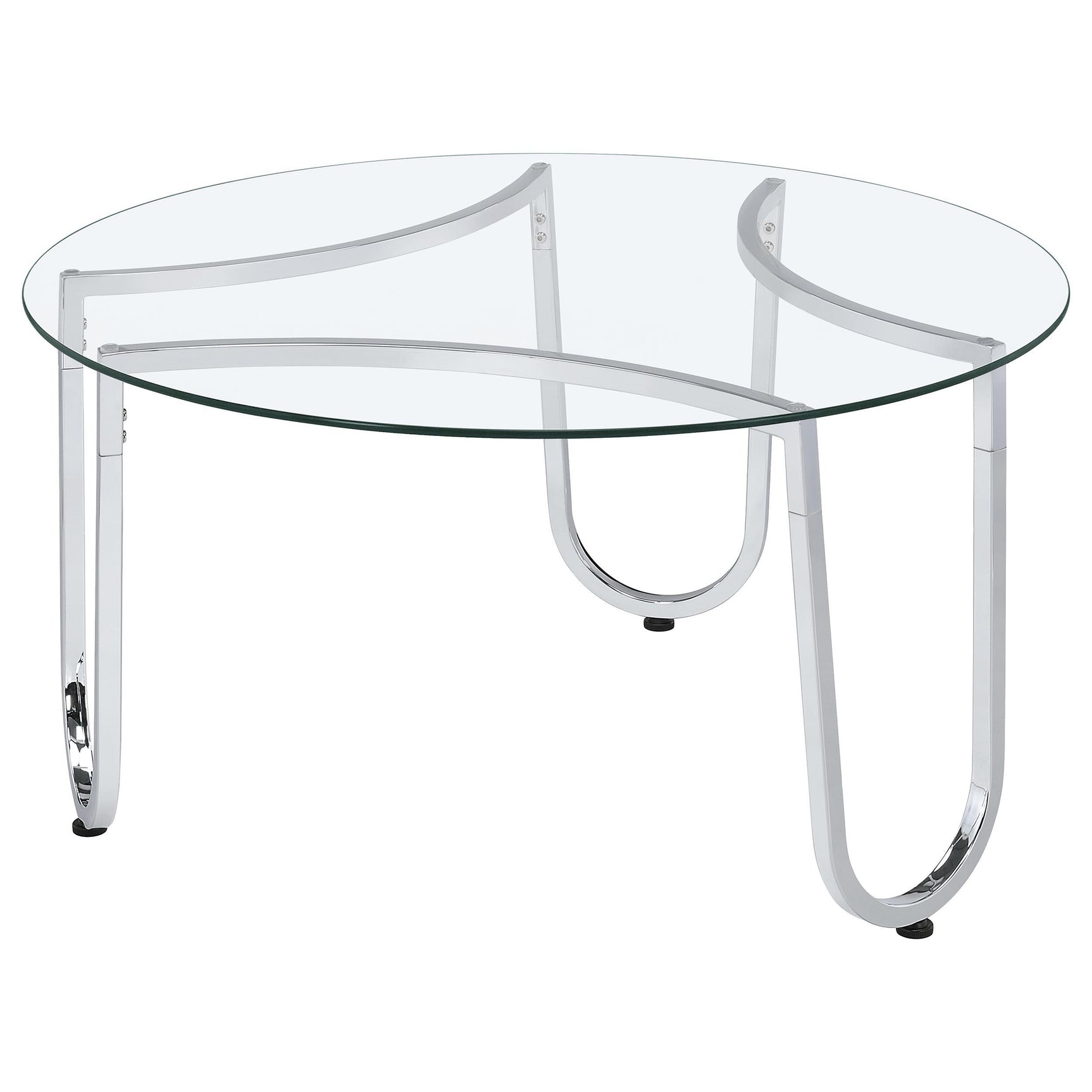 Beller 3-piece Round Tempered Glass Top Coffee Table Set Chrome