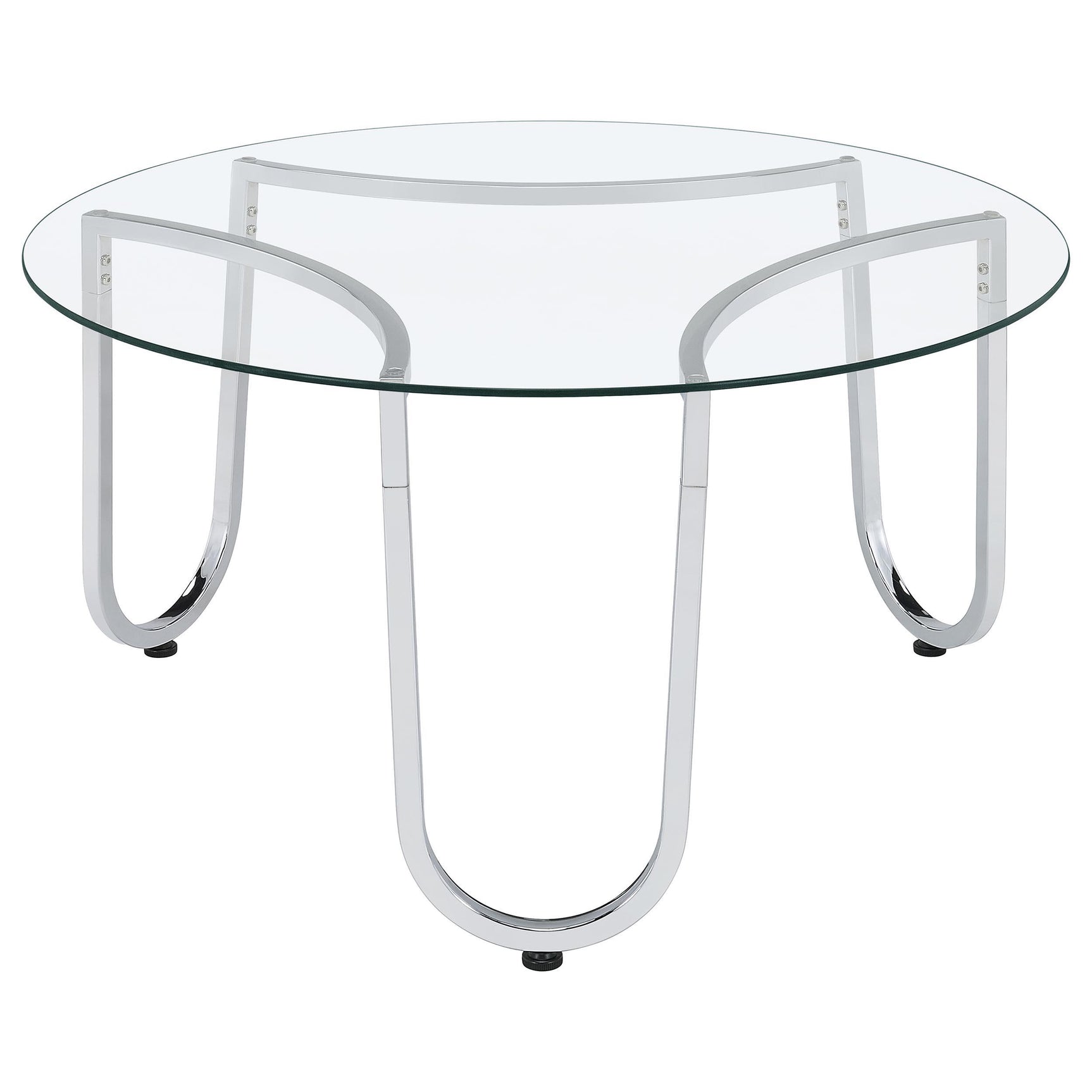 Beller 3-piece Round Tempered Glass Top Coffee Table Set Chrome