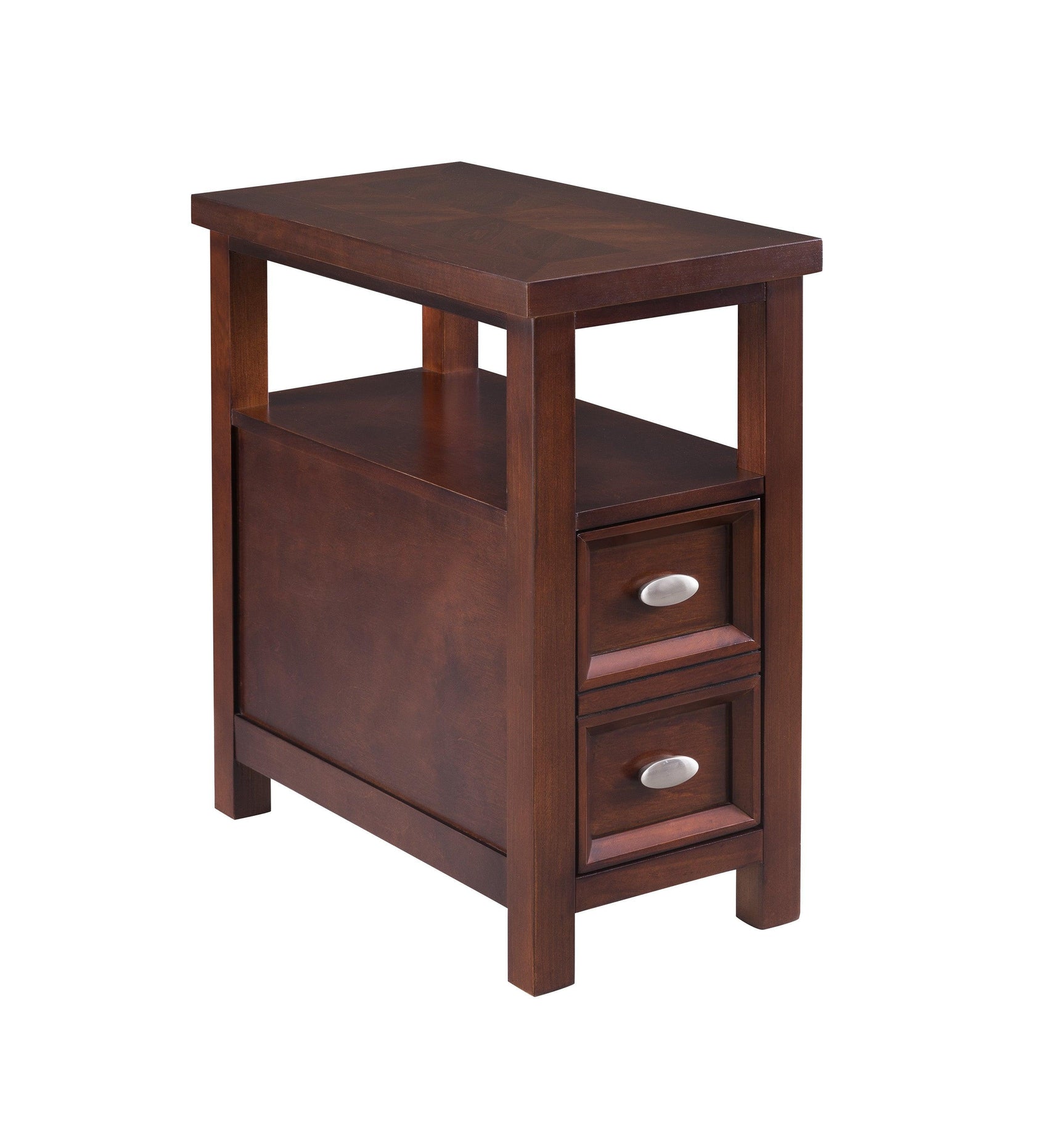 Dempsey Modern Chairside Table, Sturdy Steel Frame With a Rich, Dark Wood-Grain Finish - Ella Furniture
