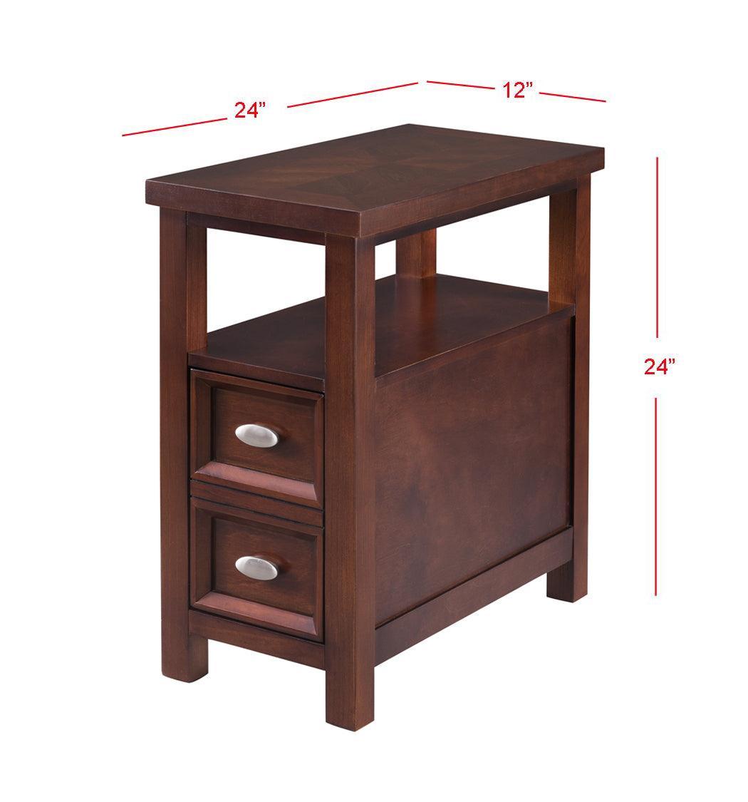 Dempsey Modern Chairside Table, Sturdy Steel Frame With a Rich, Dark Wood-Grain Finish - Ella Furniture