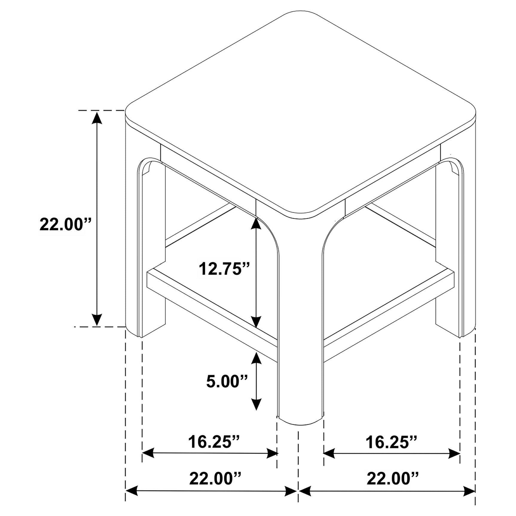 Solano Square Wood Side End Table with Shelf Weathered Mango