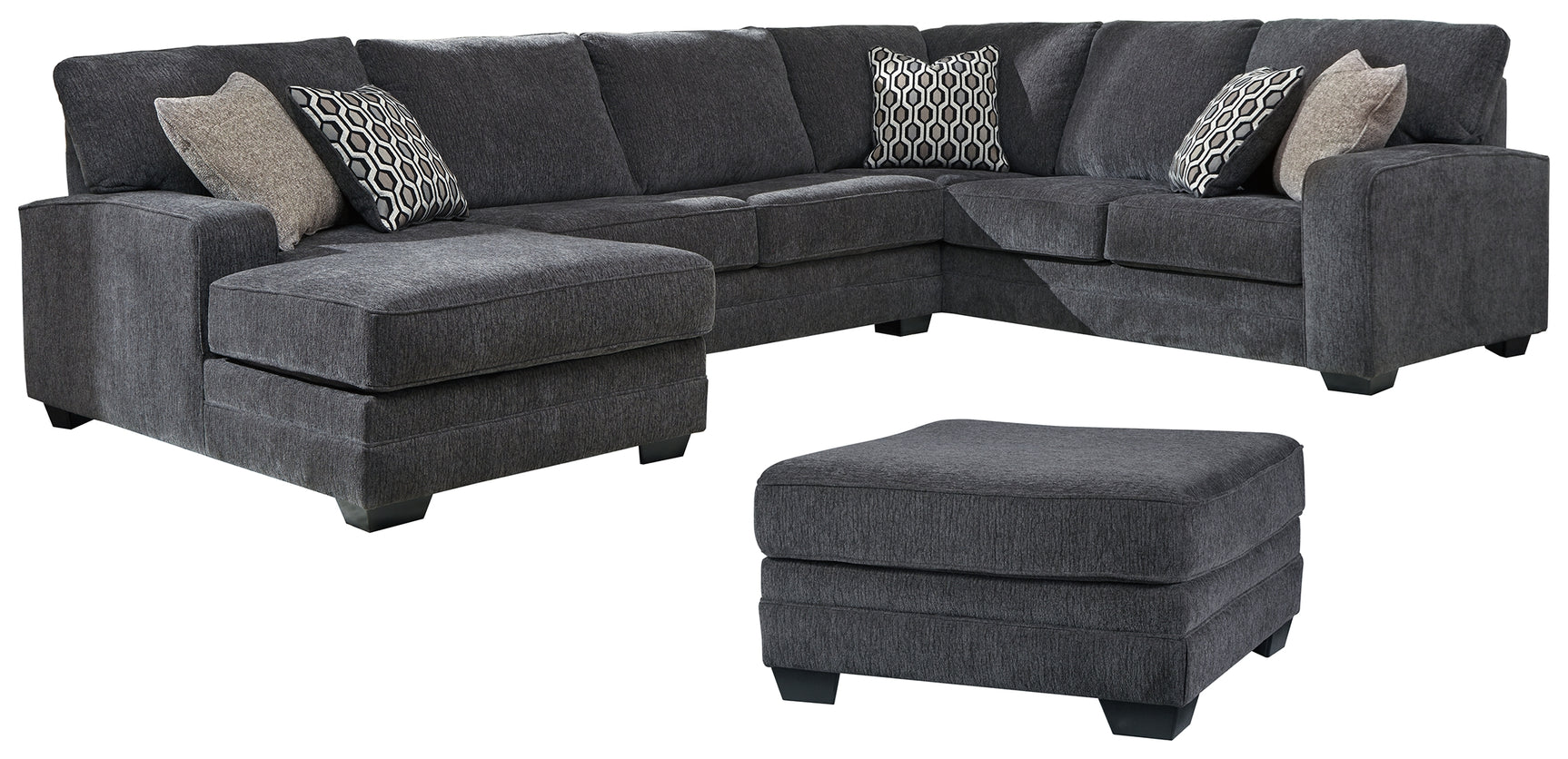 Tracling Slate 3-Piece Sectional with Ottoman