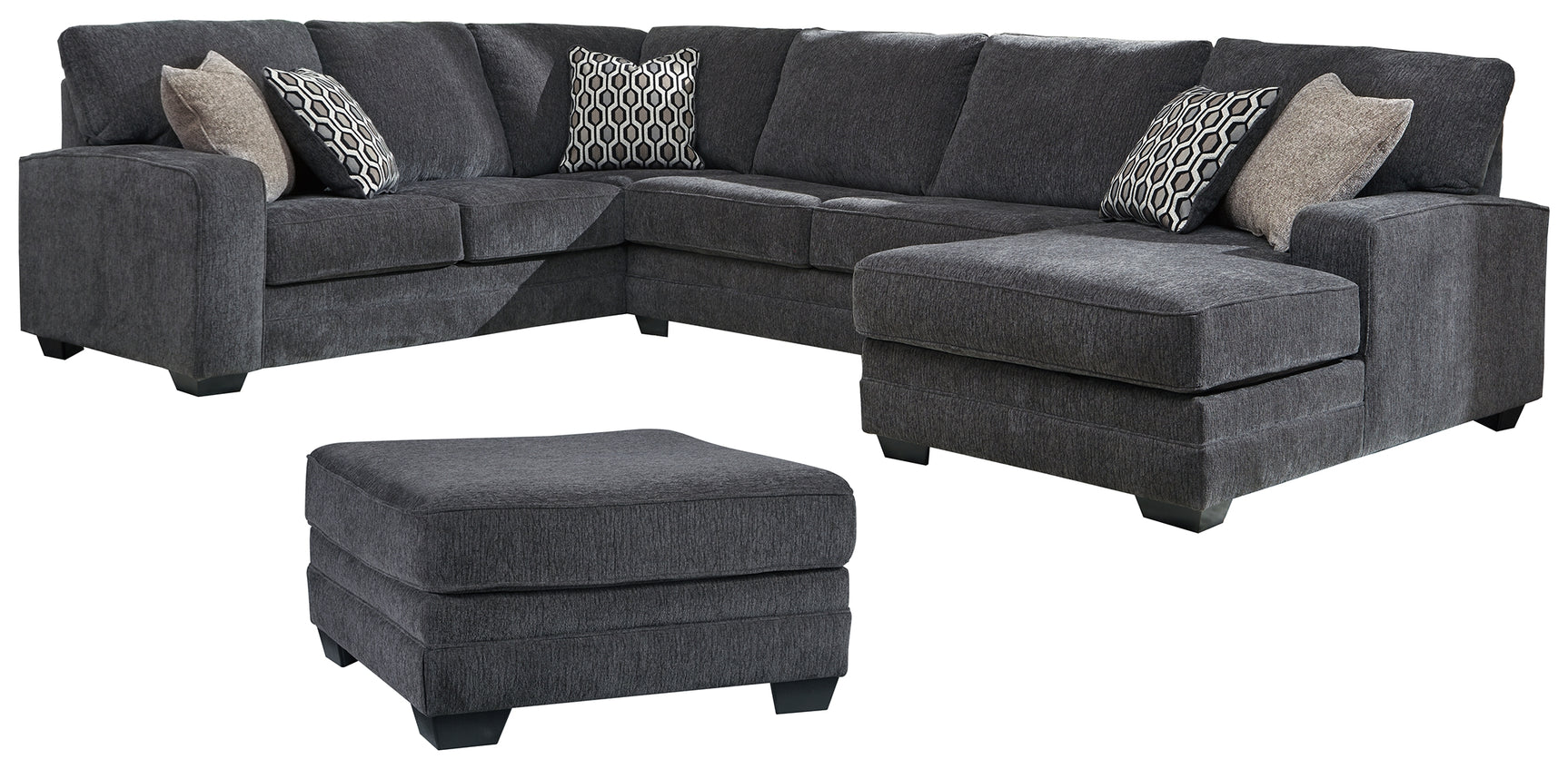 Tracling Slate 3-Piece Sectional with Ottoman
