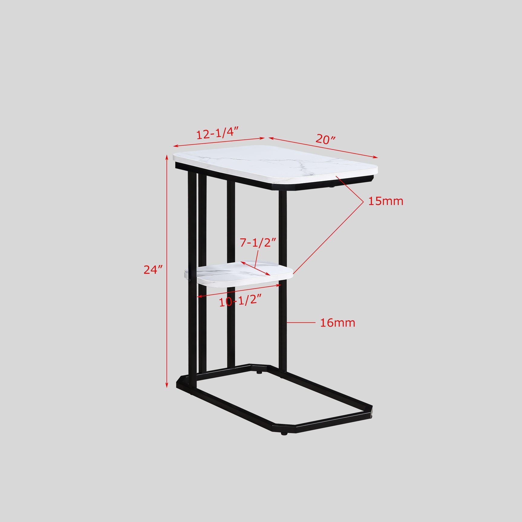 Ida Black White Faux Marble Side Table