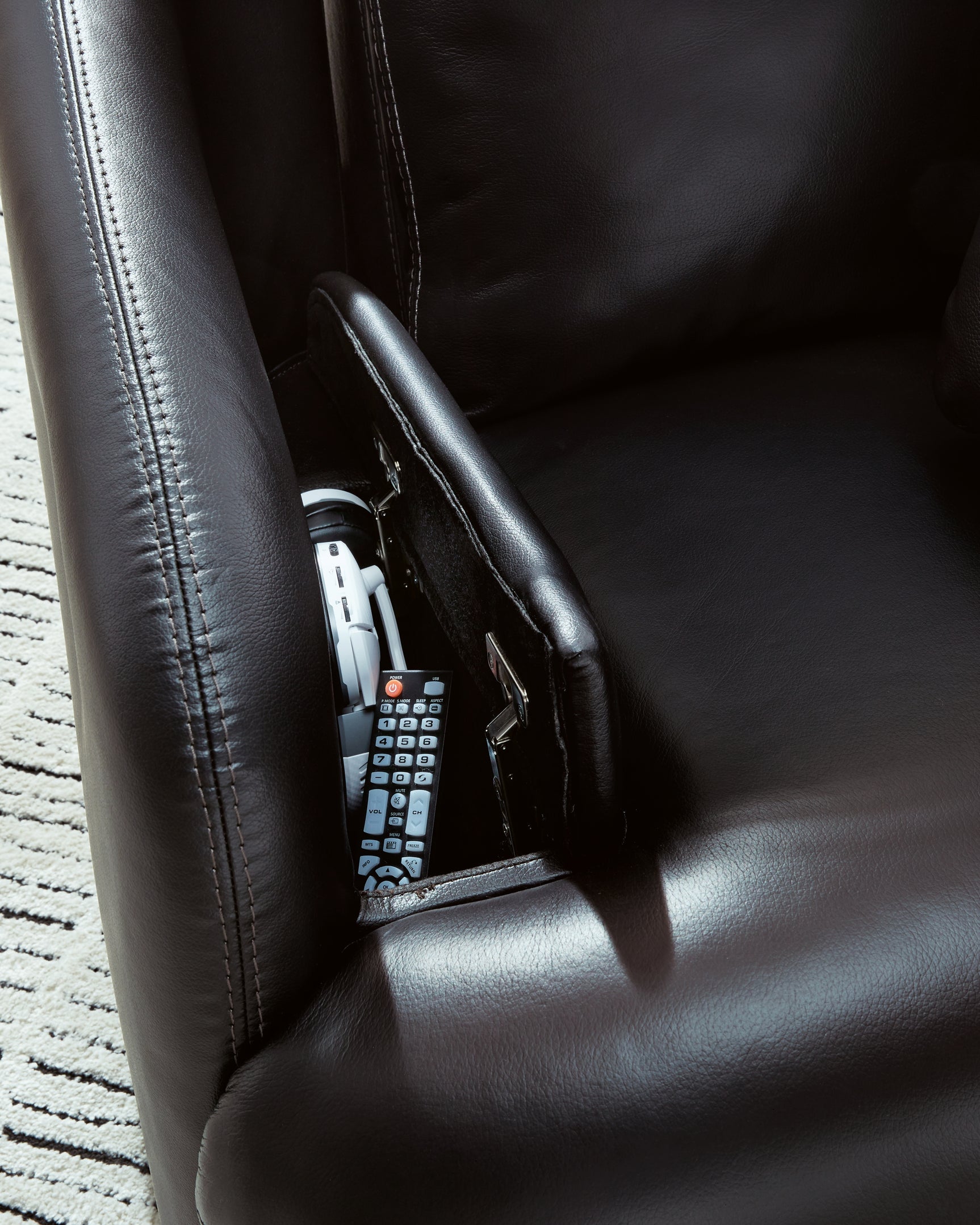 Modmax II Black Leather Swivel Glider Recliner