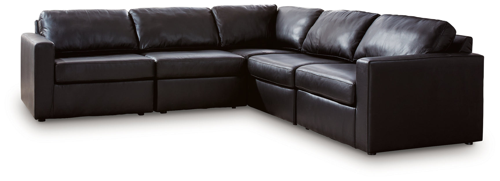 Modmax II Black Leather 5-Piece Sectional