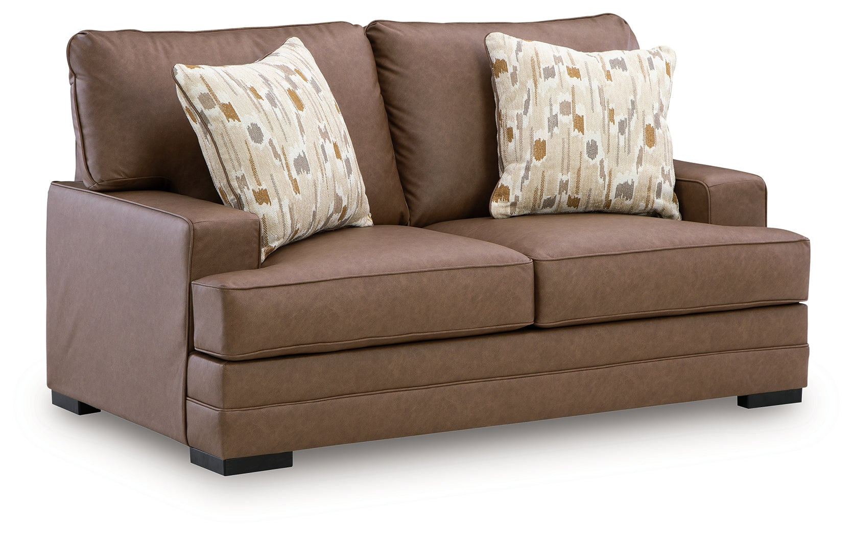 VillaCourt Caramel Faux Leather Loveseat