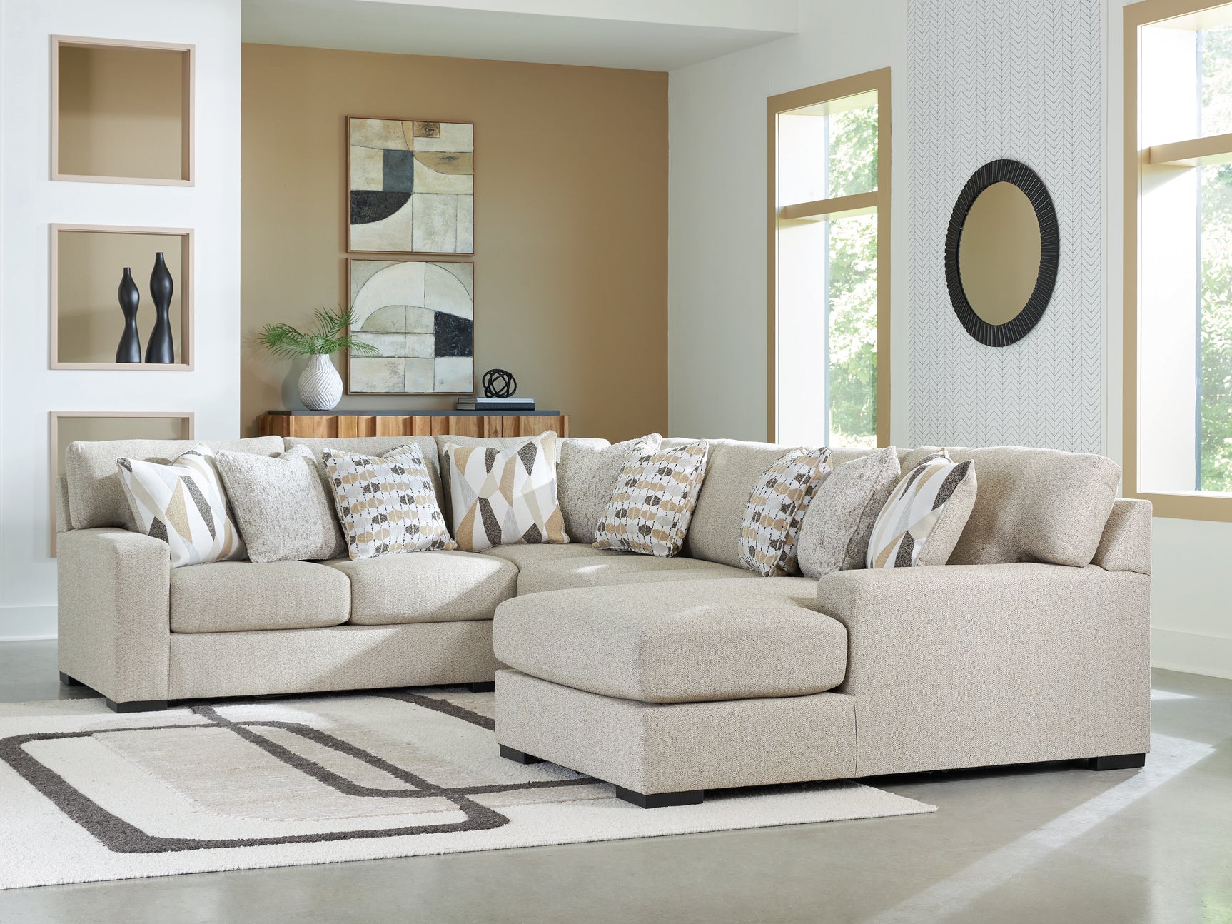 Laurelgrove Pebble Chenille,Performance Fabric,Next-Gen Nuvella™ 4-Piece Sectional with Chaise
