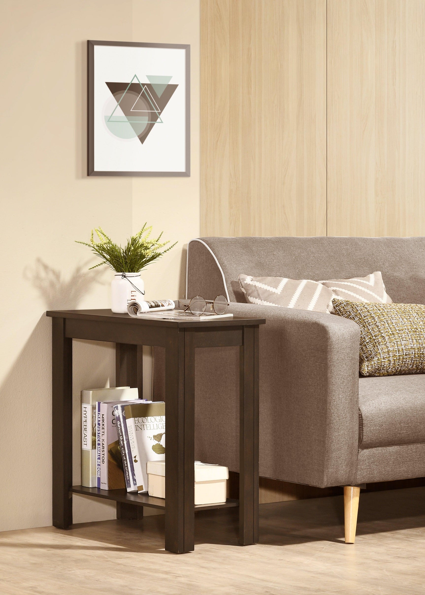 Pierce Charcoal Modern Contemporary Solid Wood And Veneers Chairside Coffee Table - Ella Furniture