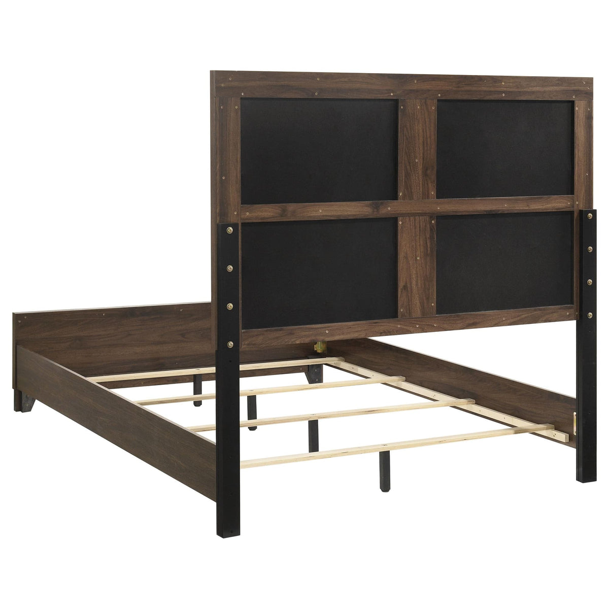 Farre Eastern King Upholstered Platform Panel Bed Dark Brown — product image 4