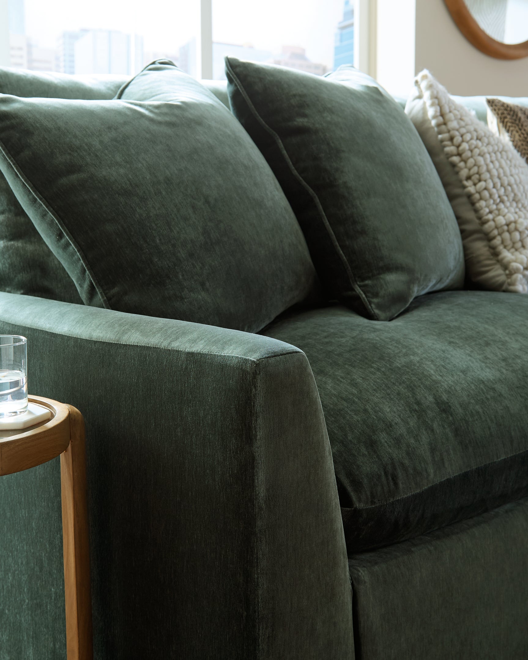 Carriage View Jade Velvet 3-Piece Sectional