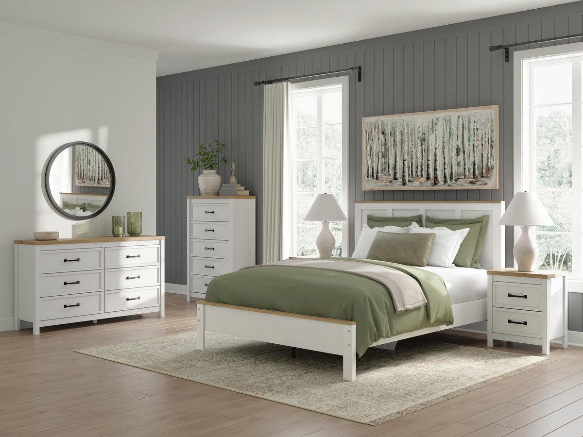 Kerisden White/Brown Queen Panel Complete Bed Frame — product image 10