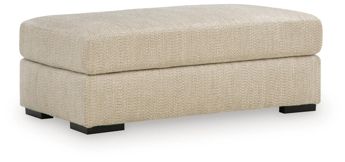 Lofwood Oatmeal Chenille Ottoman — angled view