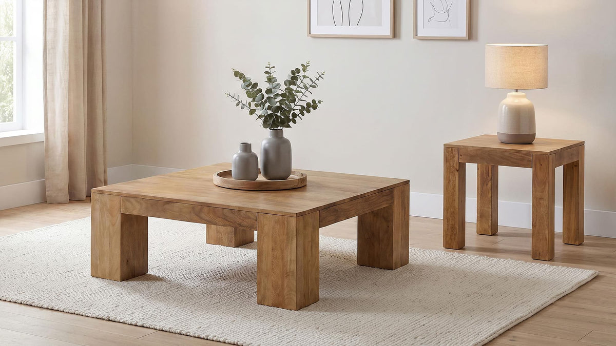Butte 2-Piece Mango Wood Coffee and End Table Set Natural — product view
