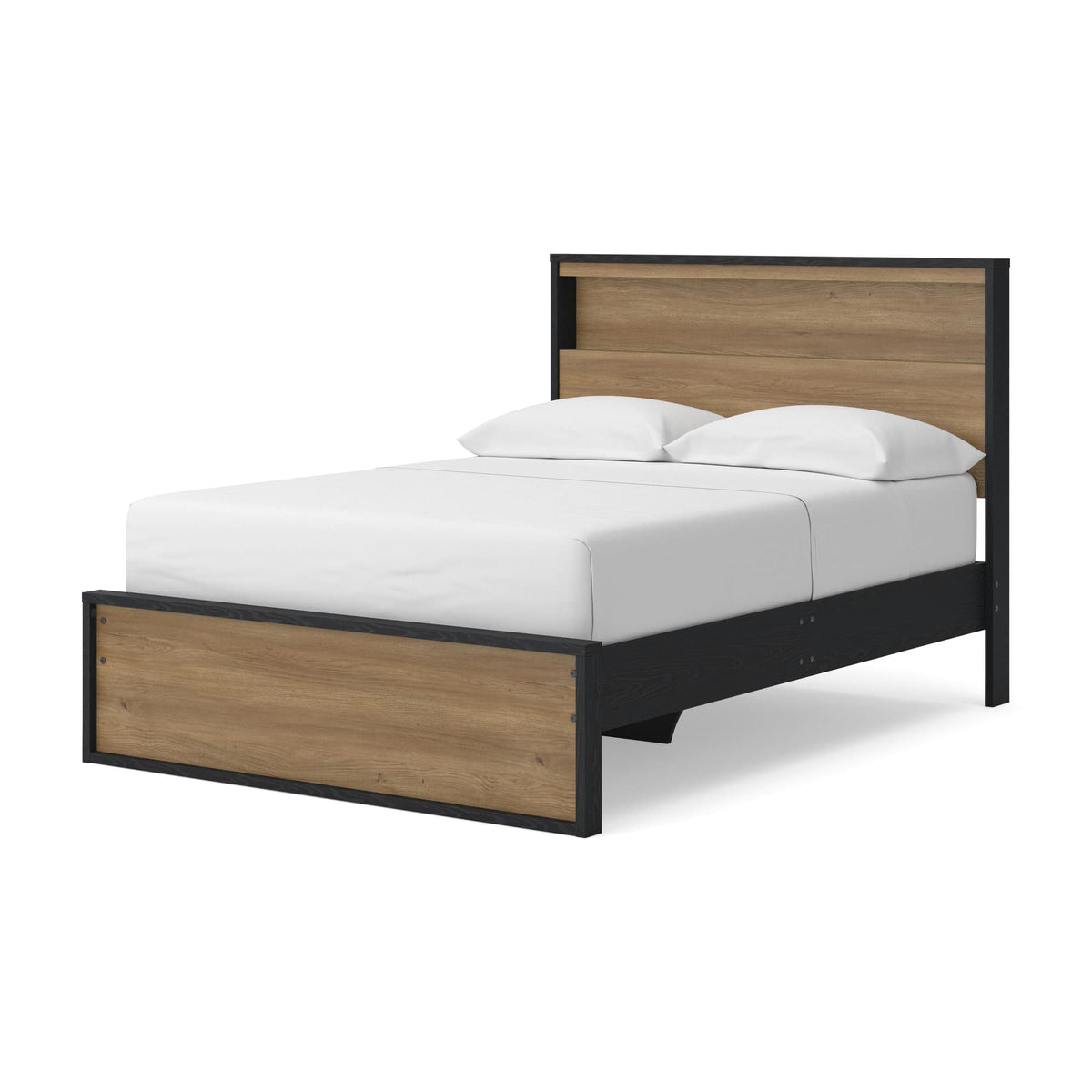 Kozmour Black/Brown Full Bookcase Complete Bed Frame — angled view