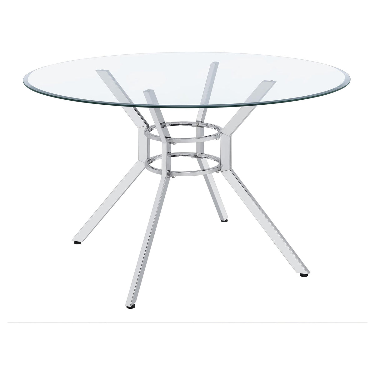 Steele 48-inch Round Glass Top Dining Table Chrome — product view