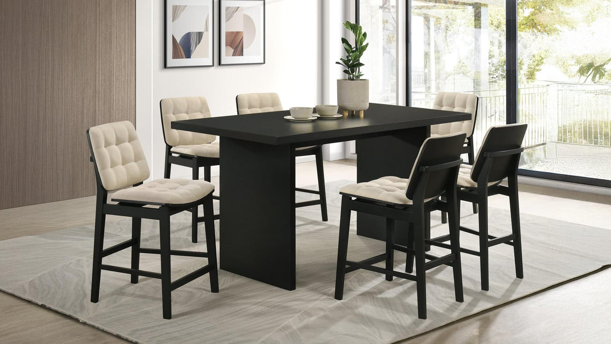 Decker 7-Piece 70-Inch Rectangular Counter Height Dining Set Cream and Black — product view