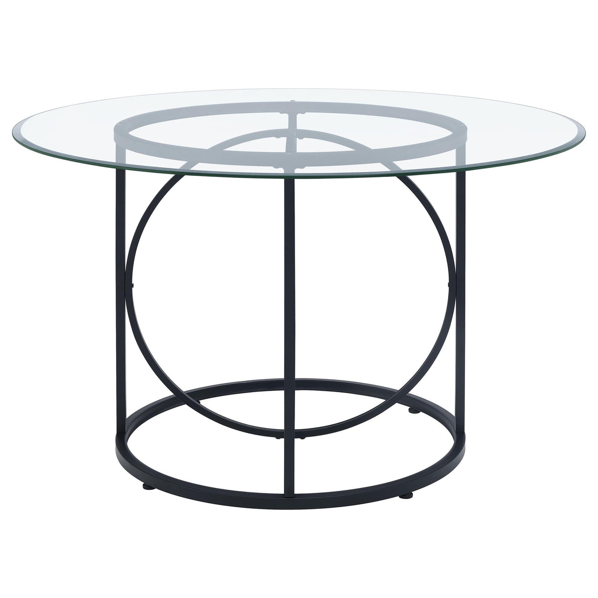 Levy 48-inch Round Glass Top Dining Table Matte Black — product image 4