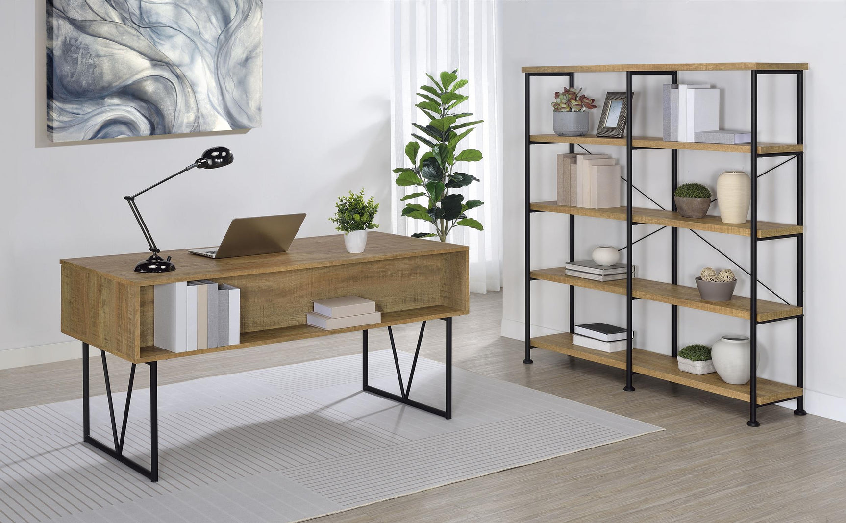 Analiese 63-inch 4-shelf Double Bookshelf Mango