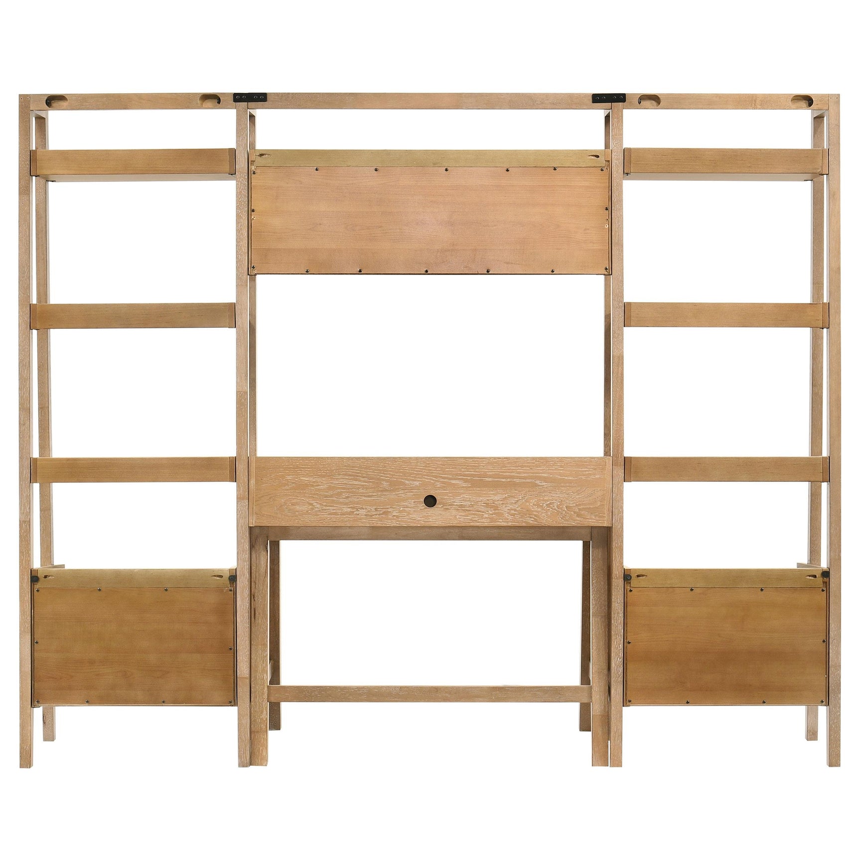 Fabian 4-piece Computer Desk and Bookshelf Set Distressed Light Brown