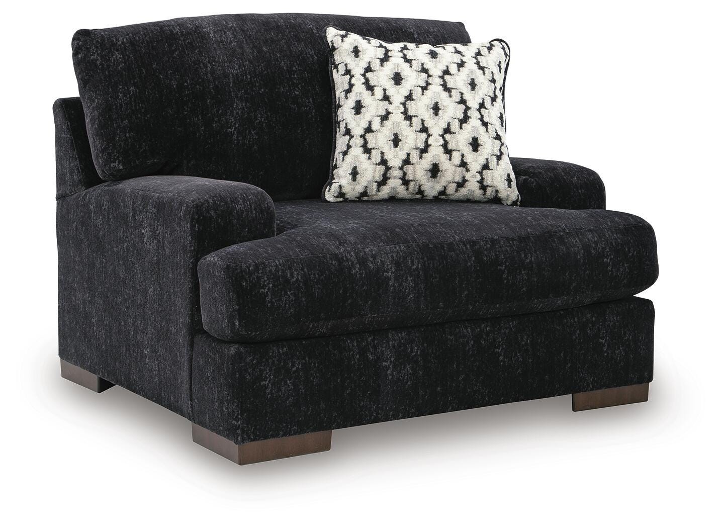 Whitmore Manor Black Pearl Chenille,Velvet Oversized Chair angled view