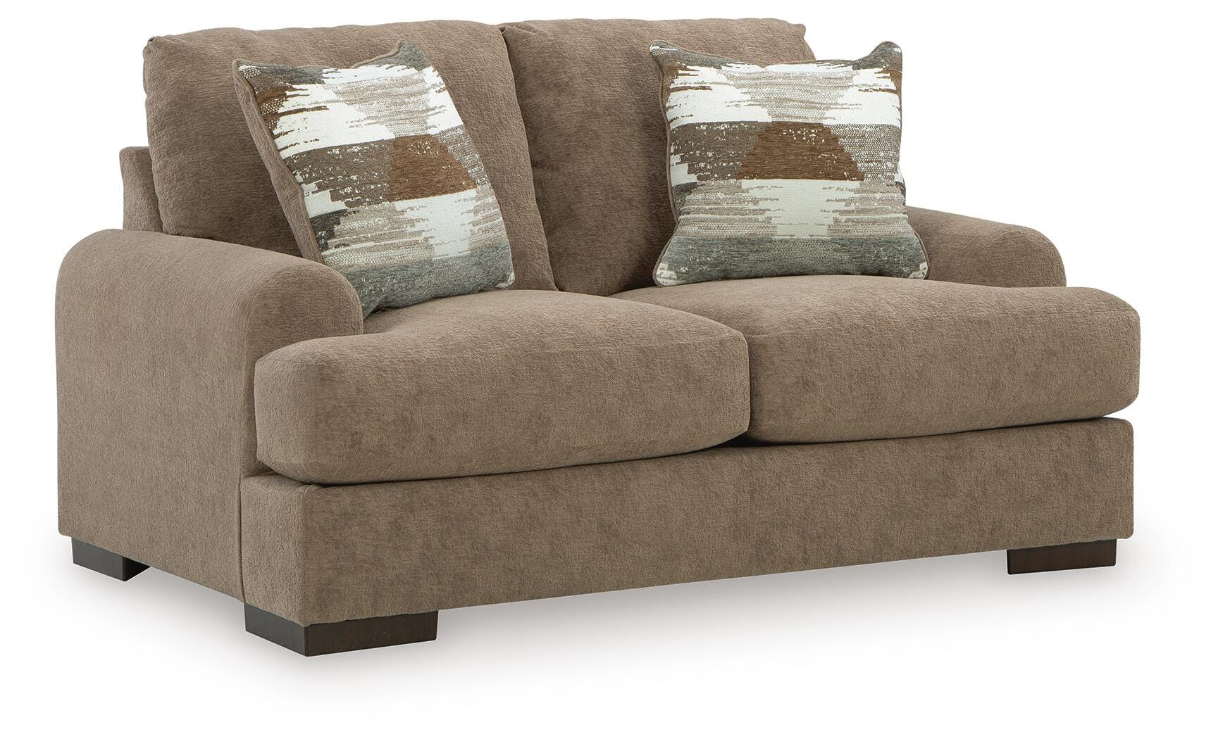 Jayne Park Pecan Chenille Loveseat angled view