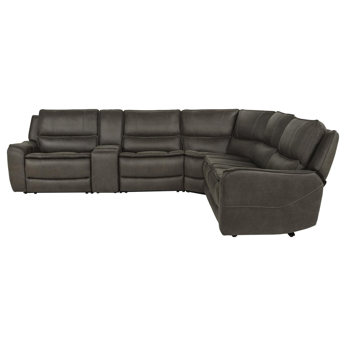 Marcell 6-Piece L-Shaped Power Reclining Sectional with Console Grey — product image 5