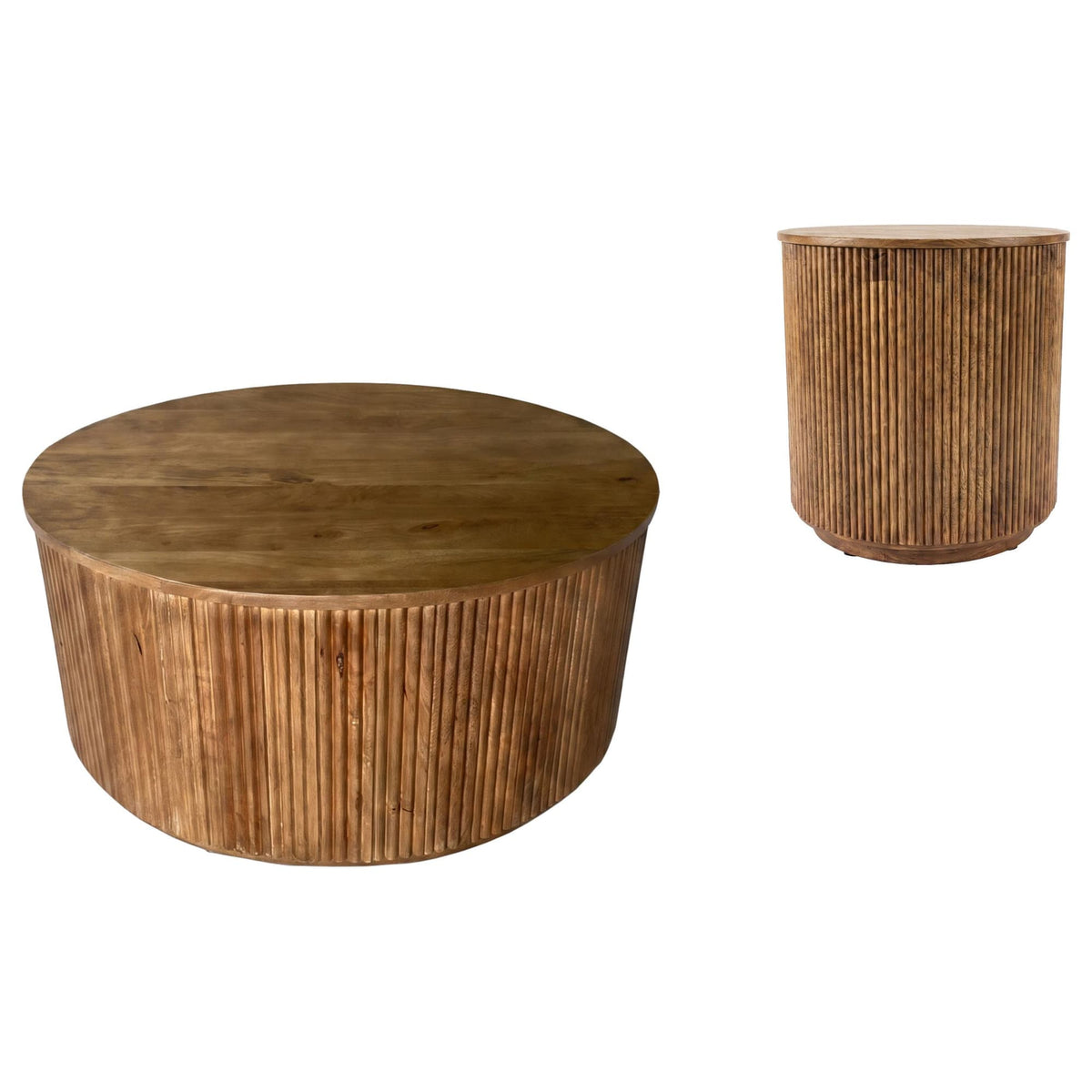 Coffey 2-Piece Round Coffee and End Table Set Light Brown — product image 2